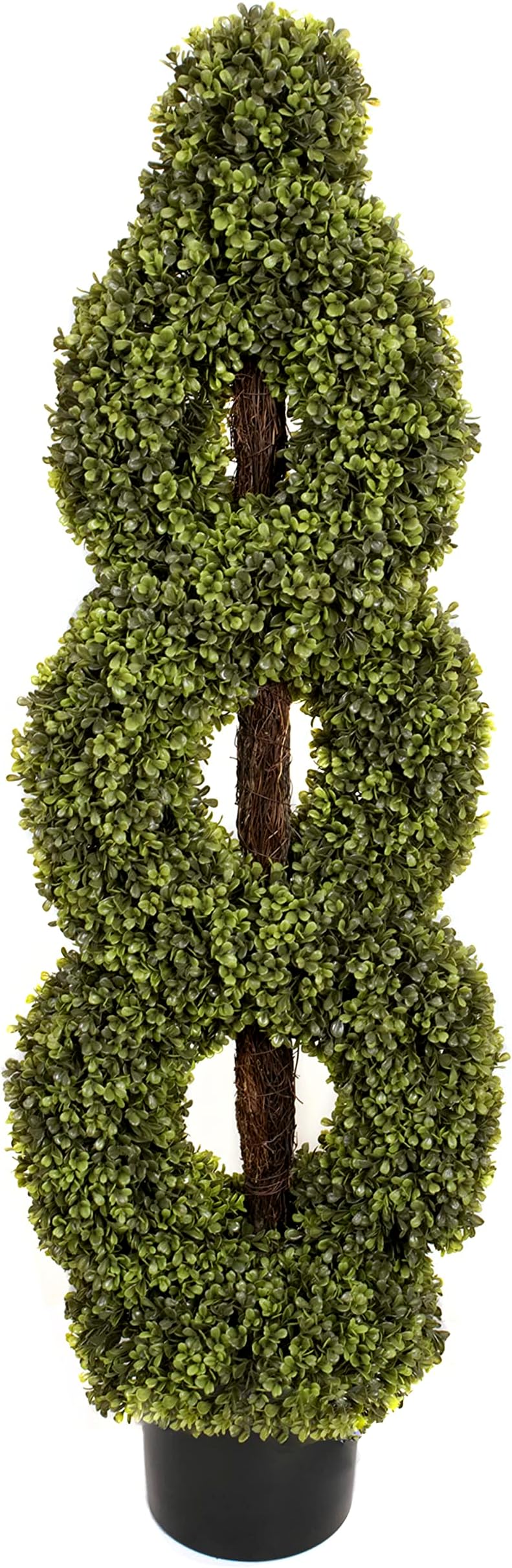 Artificial Double Twist Spiral Boxwood Topiary Tree Ideal for Home, Office Outdoor Living 4ft/120cm