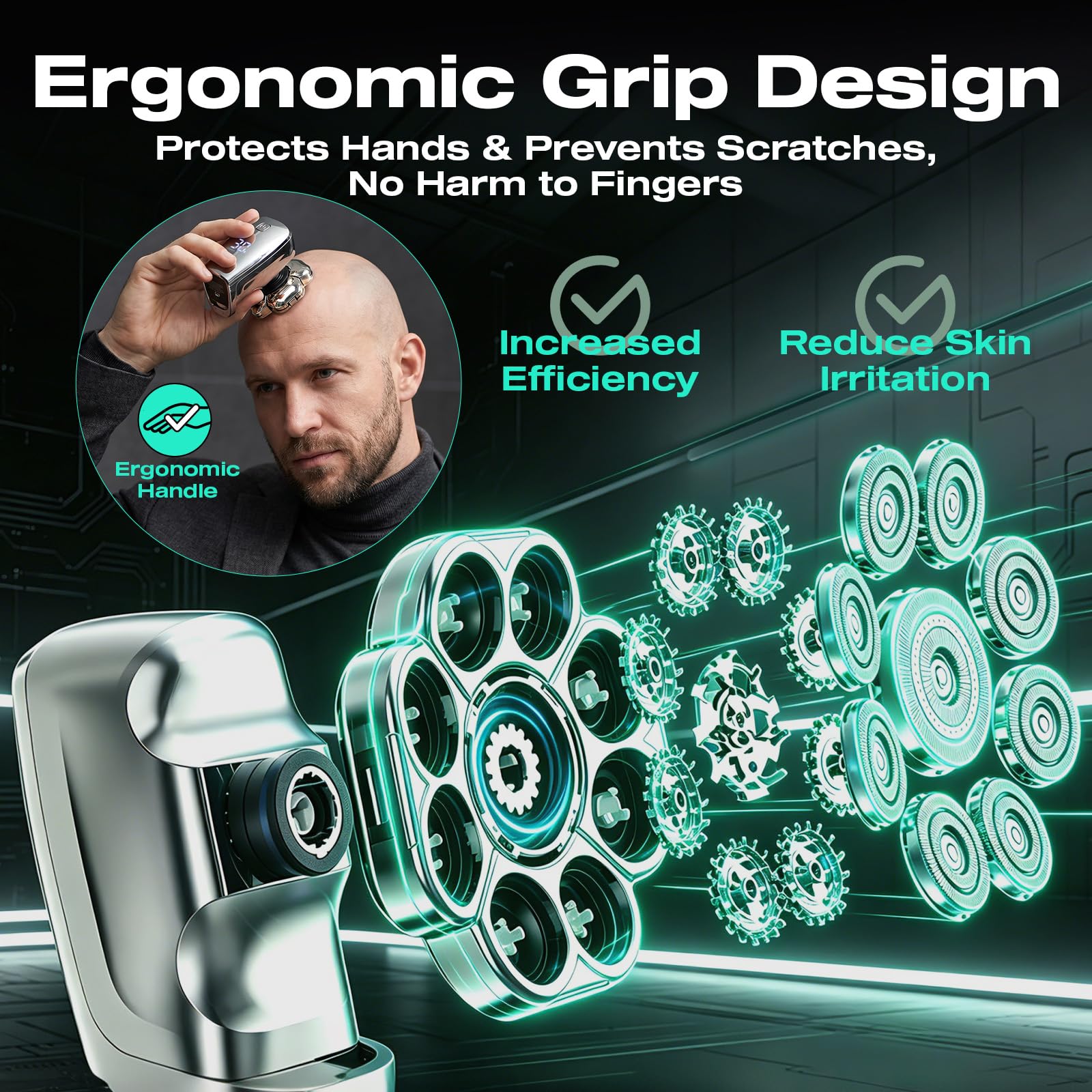 Waking Forest 6-in-1 9D Skull Shaver for Men, Waterproof Grooming Kit