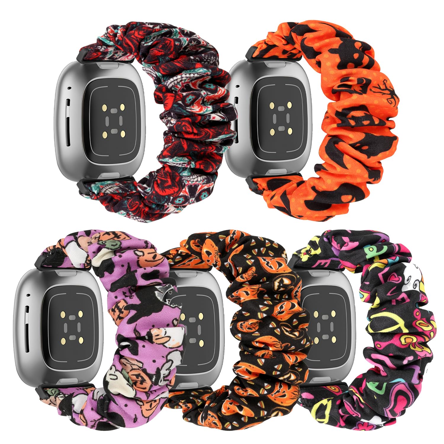 Scrunchie Watch Bands for Women Compatible with Fitbit Sense/Versa 3 Elastic Scrunchy Replacement Band Soft Stretchy Band For Fitbit Versa 3 /Sense