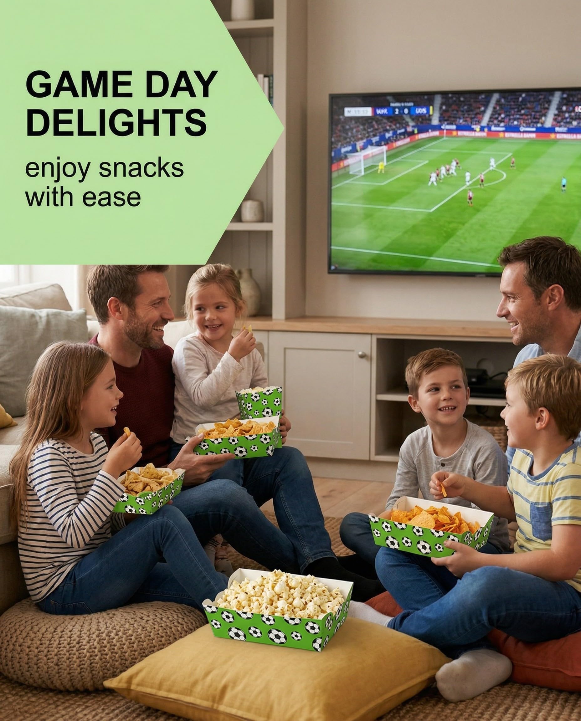 10er-Pack Fußball Popcorn-Boxen – Rot-weiß Gestreift, Für Kindergeburtstage, Kinoabende, Partys & Sportevents