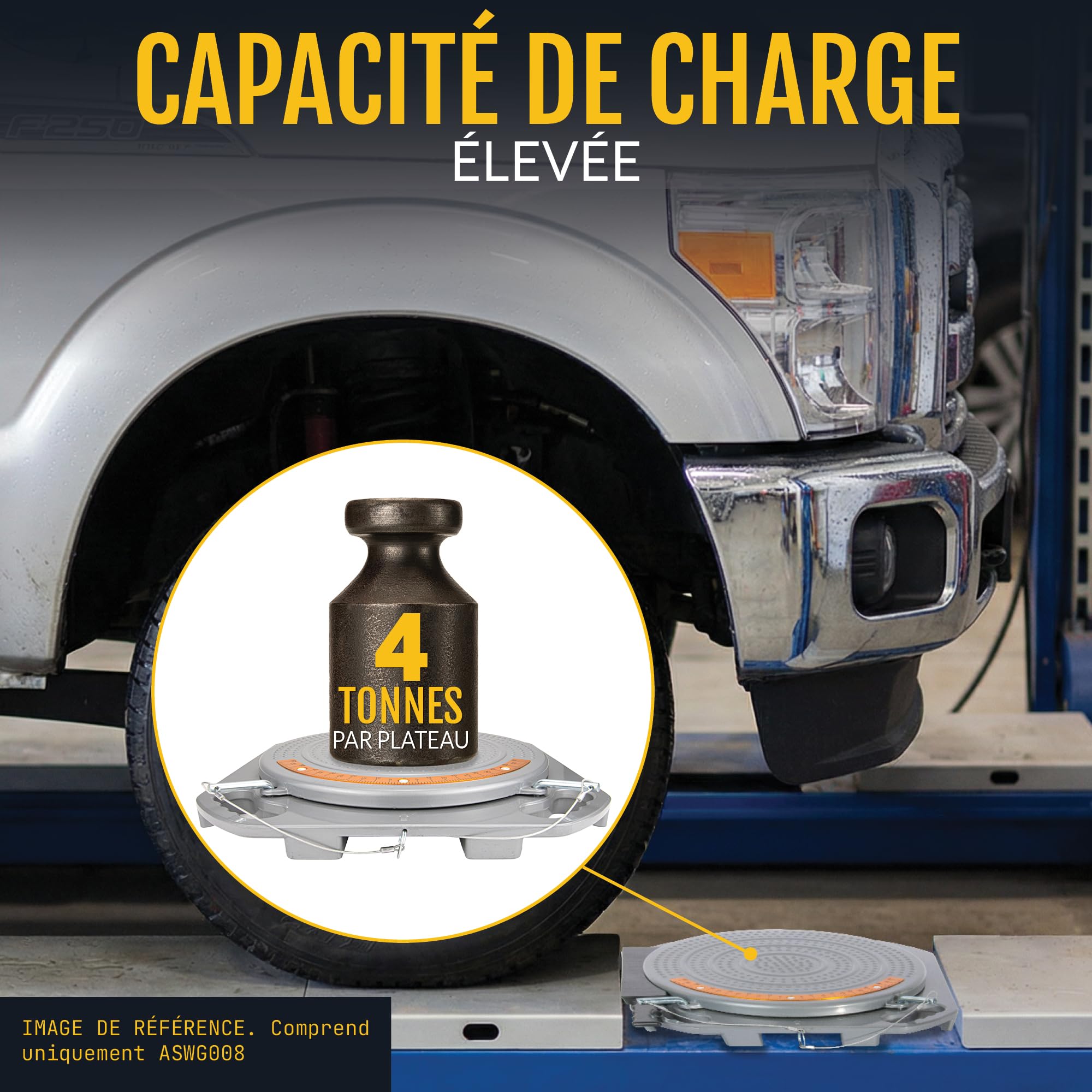 AutoSolo Plateaux Pivotants d'Alignement 4 Tonnes - Cadran Laiton, Kit DIY Économique pour Géométrie de Roue à Domicile (Paire avec Accessoires)