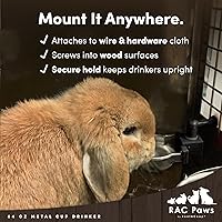 Vista 5 de RentACoop Botella de bebida sin goteo de 64 onzas (2 litros) para animales pequeños con vaso de metal de llenado automático para mascotas pequeñas