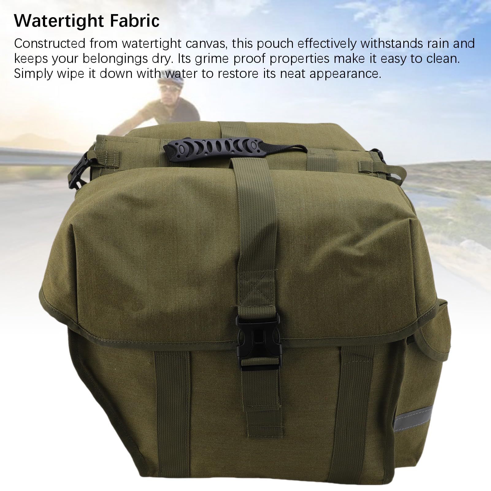 Borsa doppia per seggiolino bici Borsa portaoggetti per portapacchi posteriore di grande capacità per ciclismo, pendolarismo e turismo Design di sicurezza riflettente in te (43 litri)