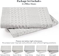 Vista 6 de PHF - Paquete de 2 fundas de almohada de 100% algodón, punto gofre, sin relleno, elegantes fundas decorativas para cama, sillón y sofá, 26 x 26