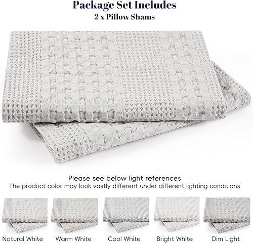 Miniatura 6 de PHF - Paquete de 2 fundas de almohada de 100% algodón, punto gofre, sin relleno, elegantes fundas decorativas para cama, sillón y sofá, 26 x 26