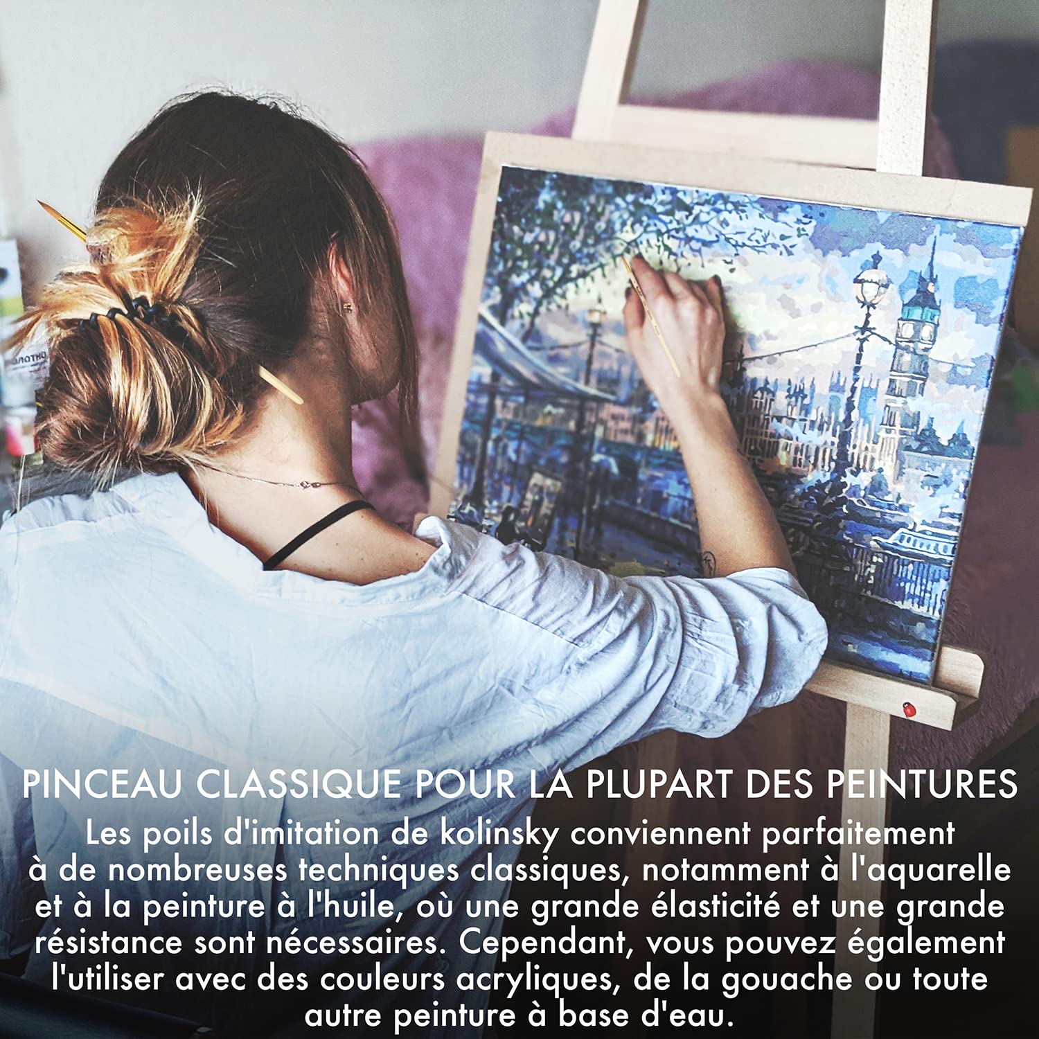 Roubloff Professional Kolinsky Imitation Brush Set | 8 Pinceaux Synthétiques Ronds dans Les Tailles 00 0 1 2 3 4 5 6 | Utilisation avec L'acrylique, L'aquarelle, La Gouache Et La Peinture à l'huile