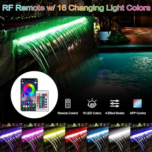 Miniatura 3 de Juego de fuente acrílica de 36 pulgadas con control de aplicación en cascada con luces LED RGB, juego de fuente de estanque de acrílico para