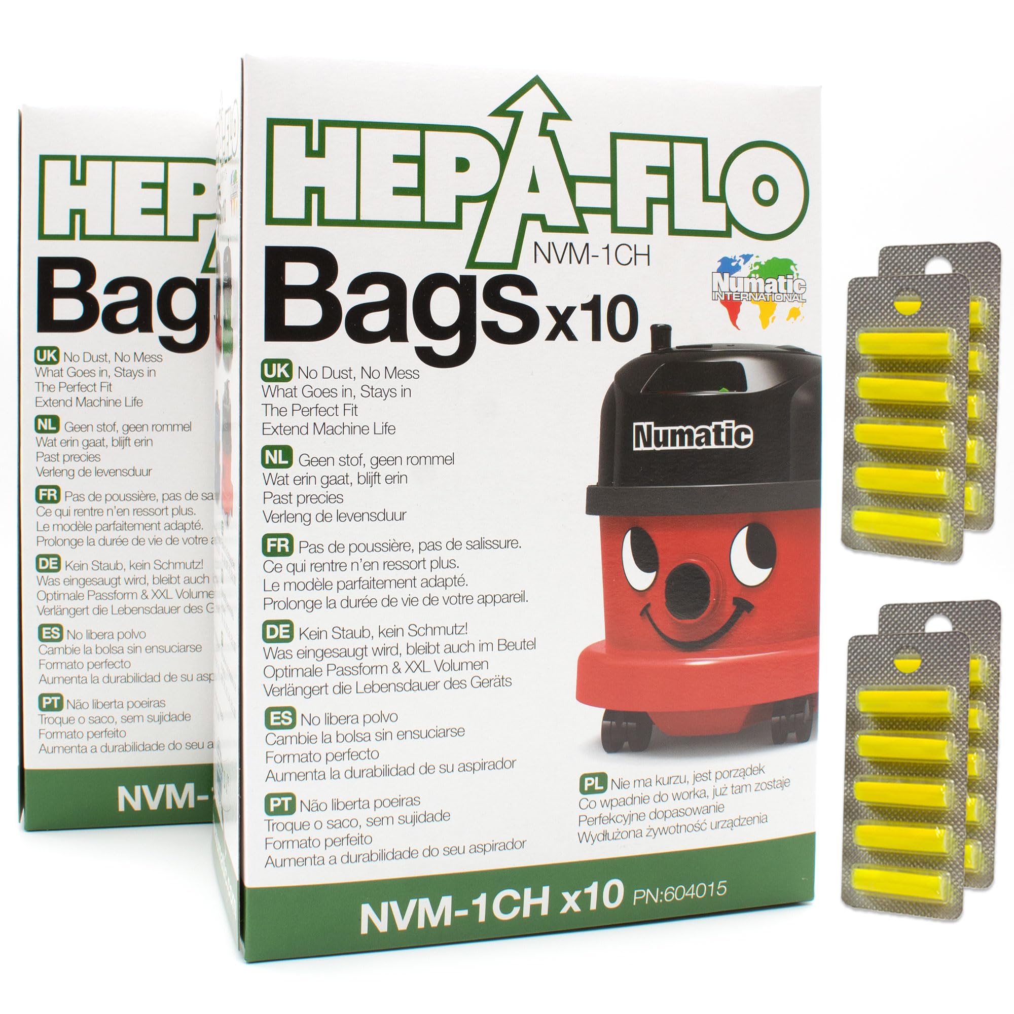 PakTrade 20 Bolsas de Aspiradora + 20 Aromas Compatible con Numatic James JVP180, James JVP1801, James JVP180A, James JVR 225 | 20 Beutel, Filter, Lufterfrischer, Zubehör, Ersatzteile