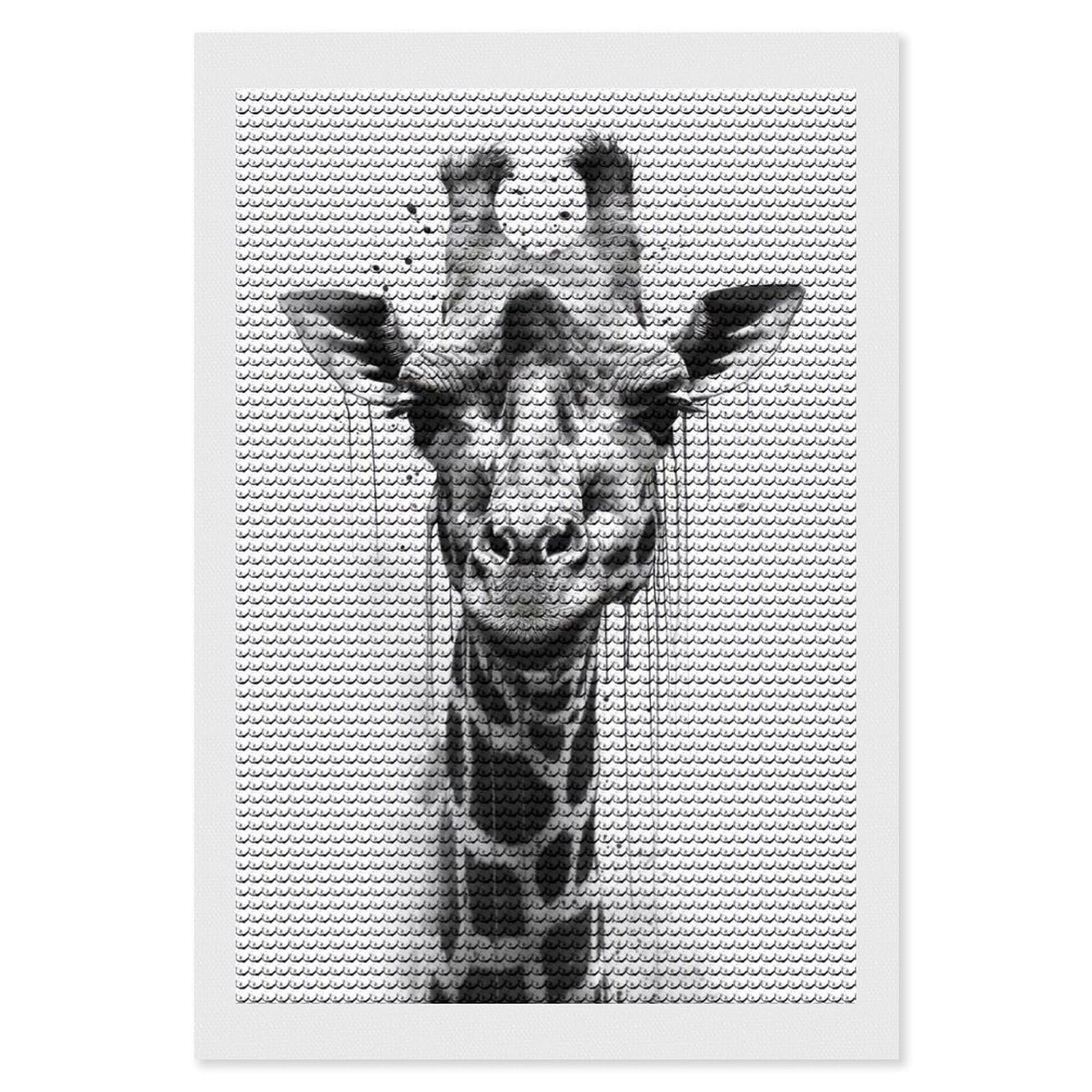 Junmoney Giraffe Beauty Watercolor DIY Diamond Art Canvas Kit 8"x12", Relaxing DIY, Sparkling Crystal Beads, Vintage Style Decor, Holiday Gift Idea