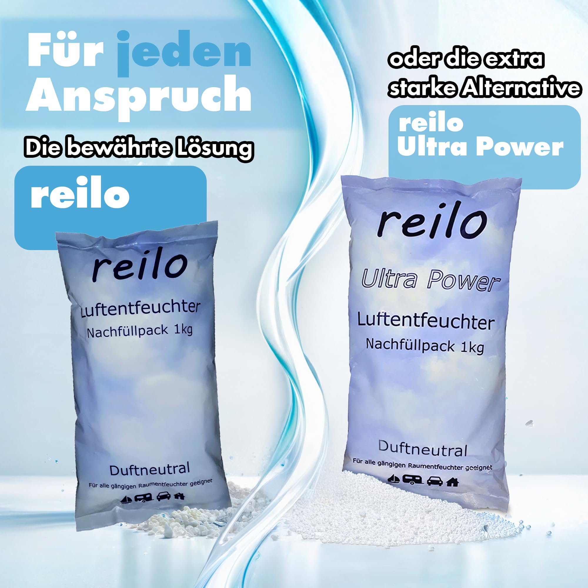 5x XXL Luftentfeuchter Box GT leer, Entfeuchterbox für Raumentfeuchter Granulat bis 1,2kg, kompatibel mit gängigen Entfeuchtern für Wohnraum, Schlafzimmer, Keller