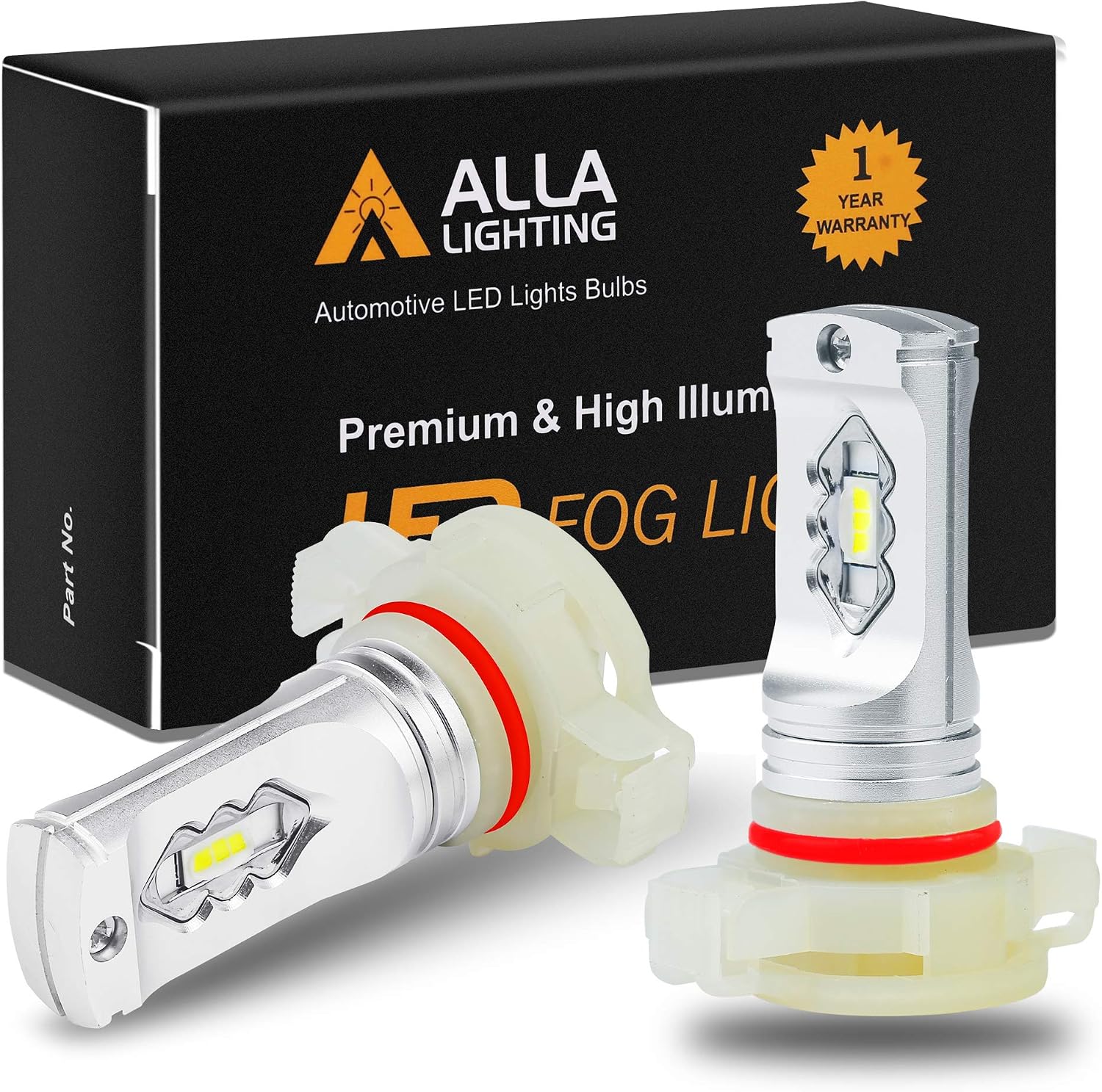 Alla Lighting 5202 LED Fog Lights Bulbs 3800lm Xtreme Super Bright 5201 DRL ETI 56-SMD PS19W 12085 PS19W, 6000K Xenon White