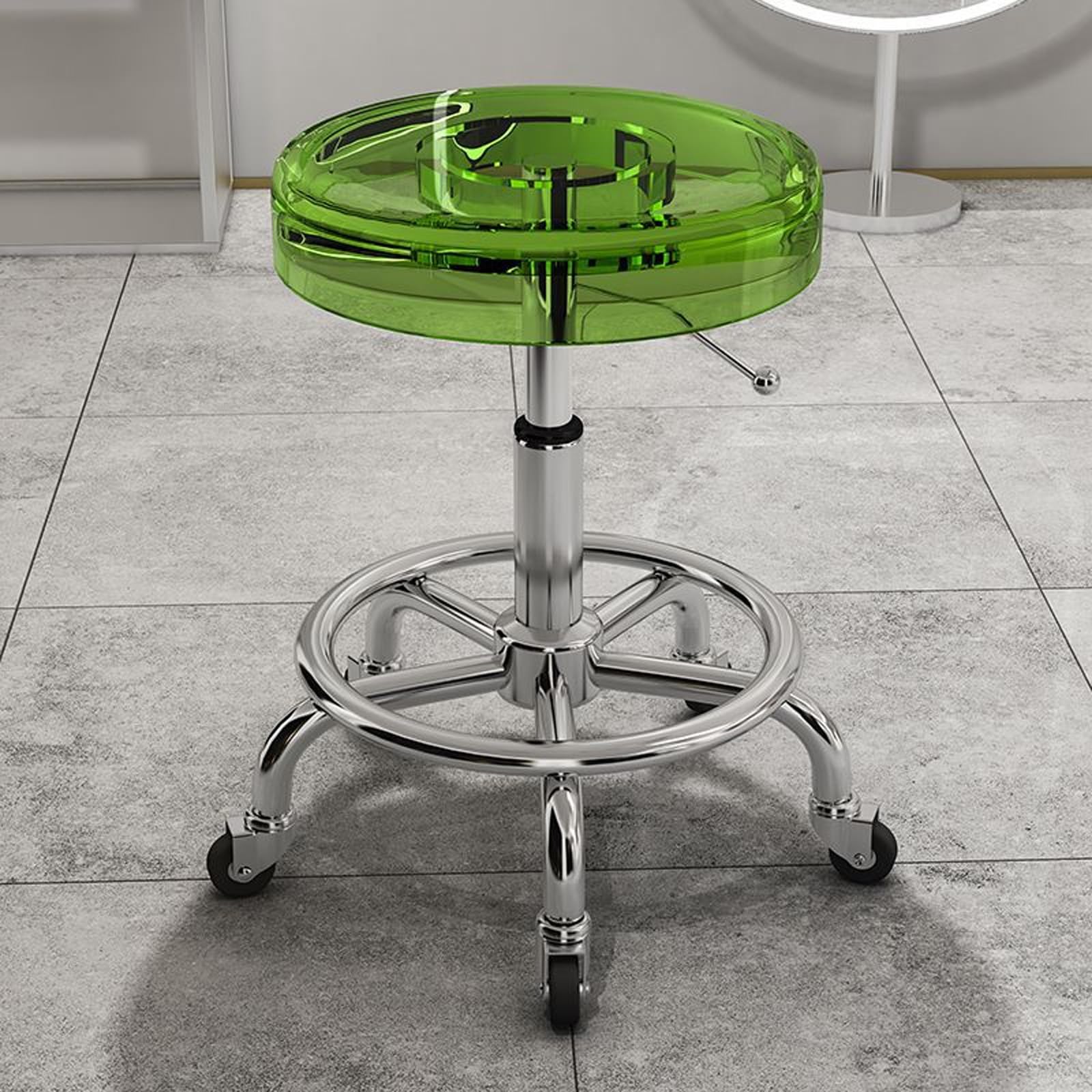 LUUYYI Taburete giratorio de material acrílico para bar, laboratorio, oficina, barbería, cocina y tienda, color verde