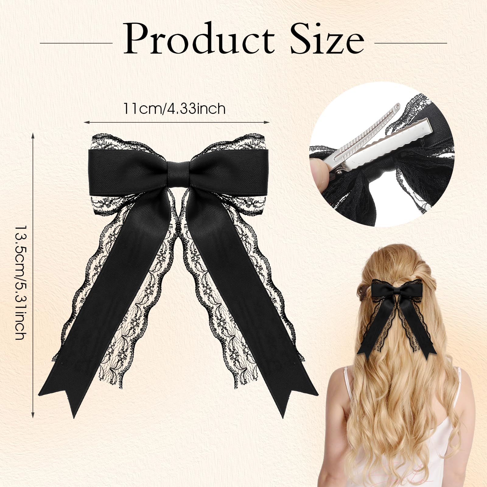 Amazon.com : Giantree 2 Pcs Black Lace Hair Bow Clips for Women Amazon.com : Giantree 2 Pcs Black Lace Hair Bow Clips for Women