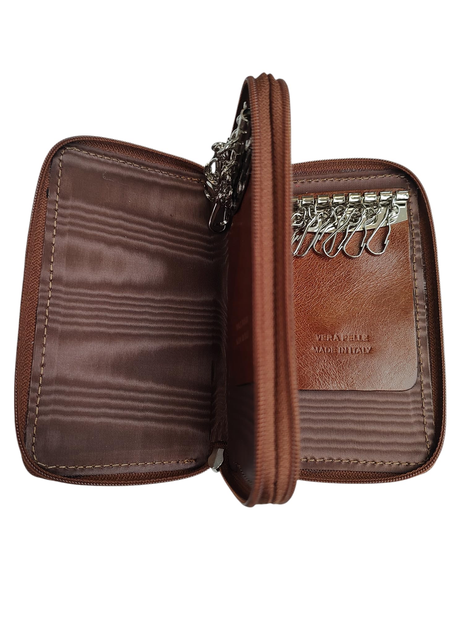 Le Arti Portachiavi in Pelle 2 COMPARTI 12 Ganci Artigianale Nuovo Made in Italy