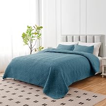 U-NICE HOME 3-Piece Quilt Set Full/Queen Size for All Season with Pillow Shams, Reversible Bedspread/Coverlet/Bedding Decor-Soft, Lightweight, Blue