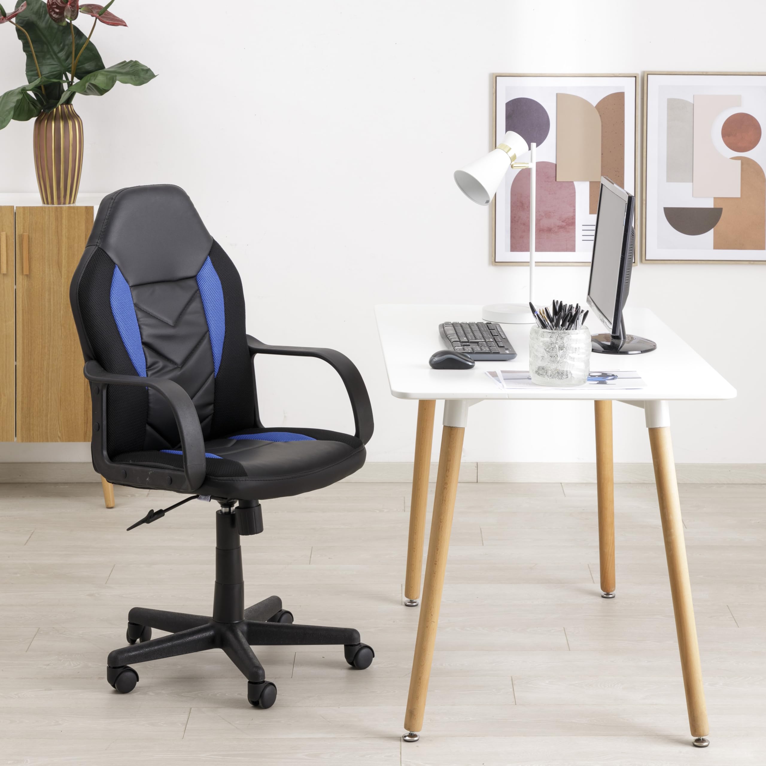 Baroni Home Chaise de Gaming Inclinable, Acier et Mousse Souple, Chaise de Jeu Ergonomique, Roulettes Pivotantes, Hauteur et Inclinaison Réglables, Chaise de Bureau Facile à Monter, 55x45x108 cm, Bleu Baroni Home Chaise de Gaming Inclinable, Acier et Mousse Souple, Chaise de Jeu Ergonomique, Roulettes Pivotantes, Hauteur et Inclinaison Réglables, Chaise de Bureau Facile à Monter, 55x45x108 cm, Bleu