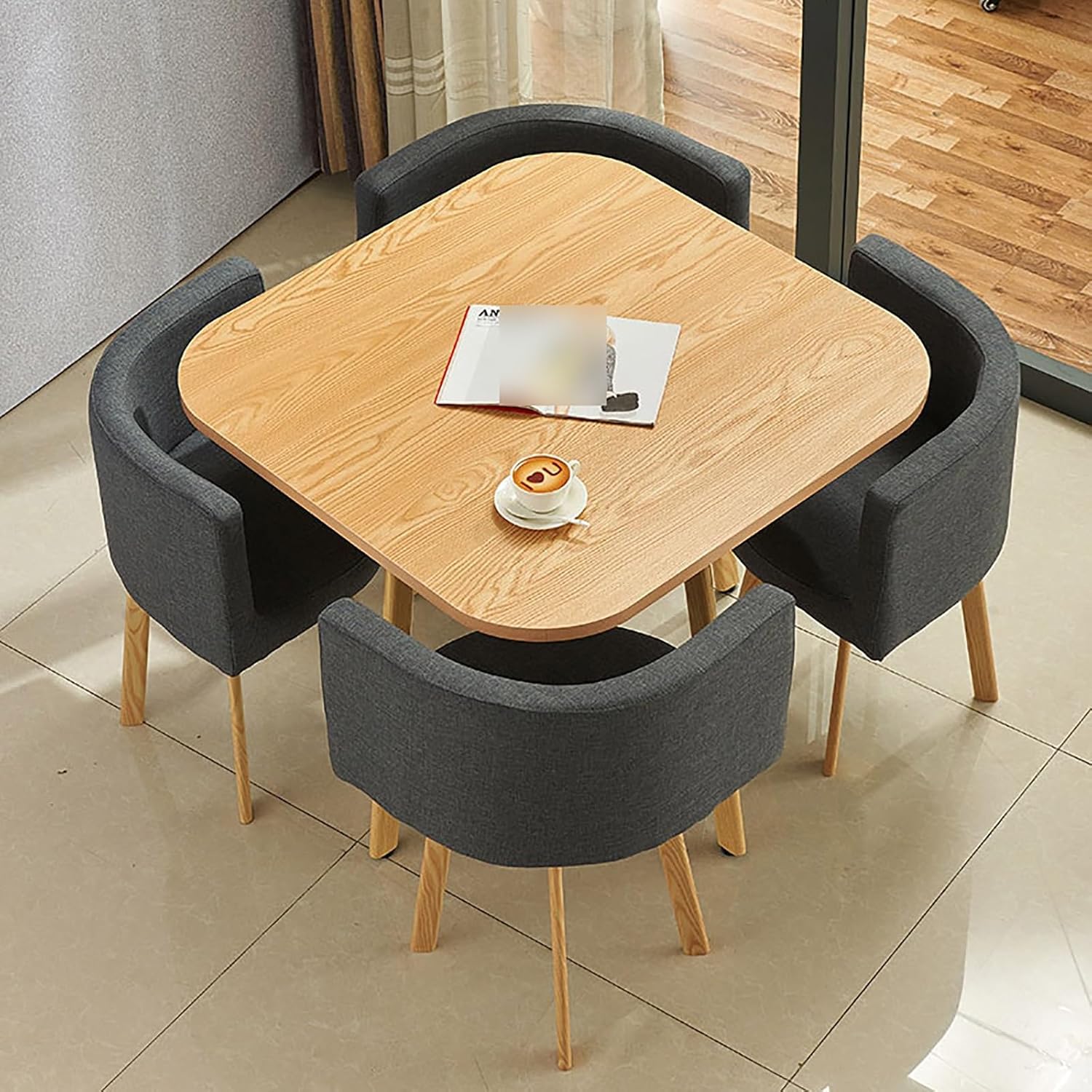 Square Dining Table Set for 4,Table and 4 Chairs,Coffee Table and Chair Combination Balcony Living Room Dining Table,Office Table and Chair Set,Suitable for Living Room. (Size : Style5)