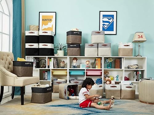 Miniatura 6 de DECOMOMO - Cubo de almacenamiento de 11 x 11 pulgadas, cubo de tela plegable y decorativo para estantes, armarios, habitación de niños, ropa, baño