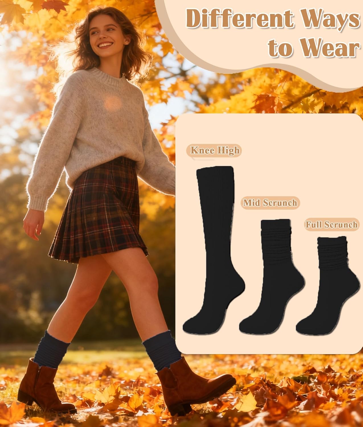 Loritta Slouchy Socks for Women Soft Retro Scrunch Sock Long Slouch Boot Socks - Image 6