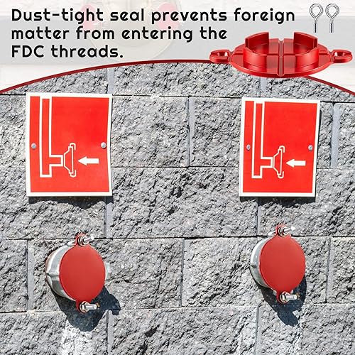 Miniatura 6 de Cubiertas para rociadores de incendios, tapas de conexión para departamento de bomberos, color rojo con tornillos, conexión FDC de aluminio, válvula