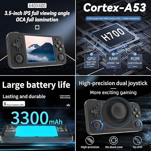 Miniatura 3 de RG35XX H Consolas de juegos de mano retro rg35xxh Consola de juegos retro con 64 tarjeta TF 3300mAh Batería Sistema Linux 3.5 pulgadas IPS Pantalla