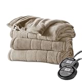 Queen Size Electric Microplush Heated Blanket in Mushroom