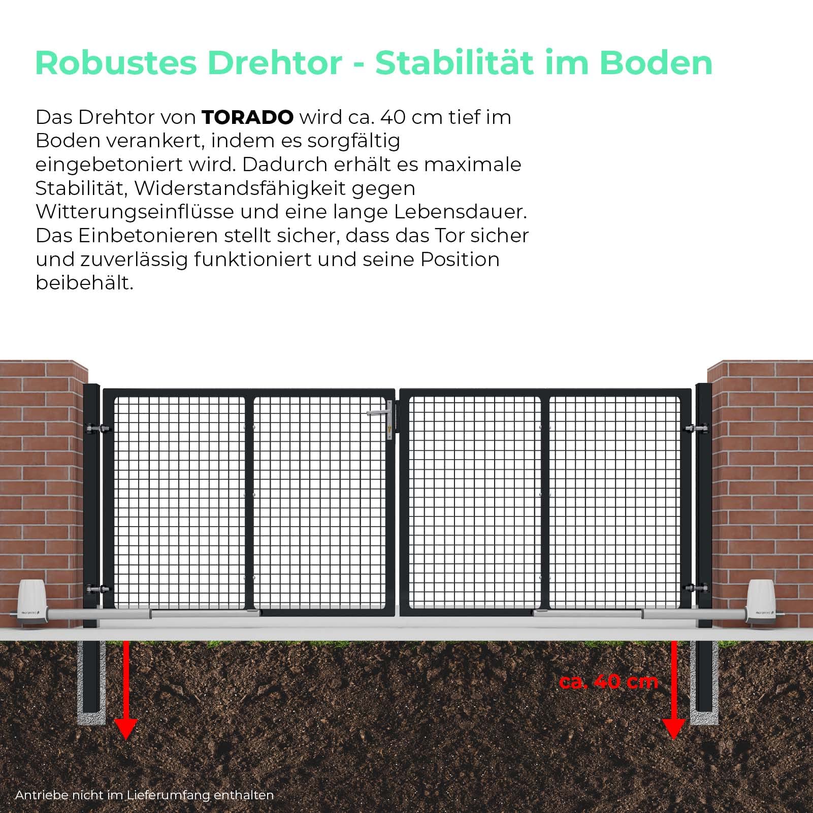 Torado® Einfahrtstor elektrisch 5m anthrazit Doppelflügeltor Hoftor mit Antrieb Drehtor 2 flügelig Hof Tor