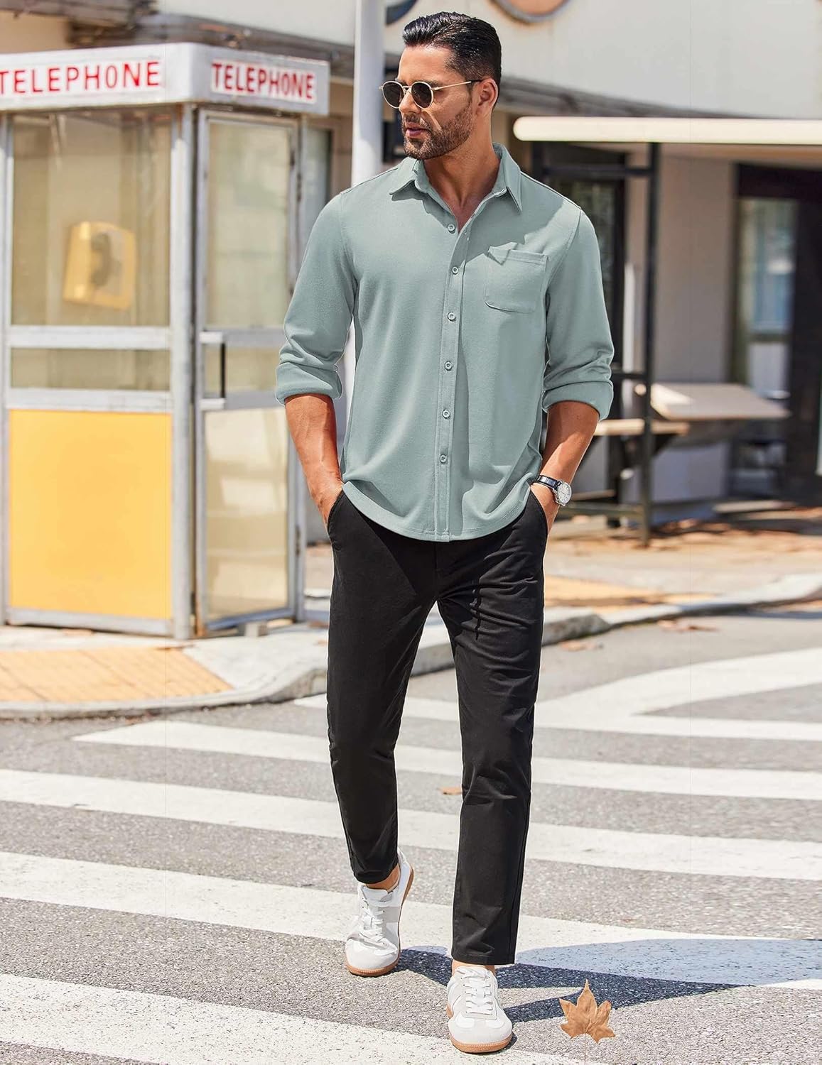 COOFANDY Mens Long Sleeve Wrinkle Free Shirts Casual Button Down Stretch Dress Shirt with Pocket - Image 3