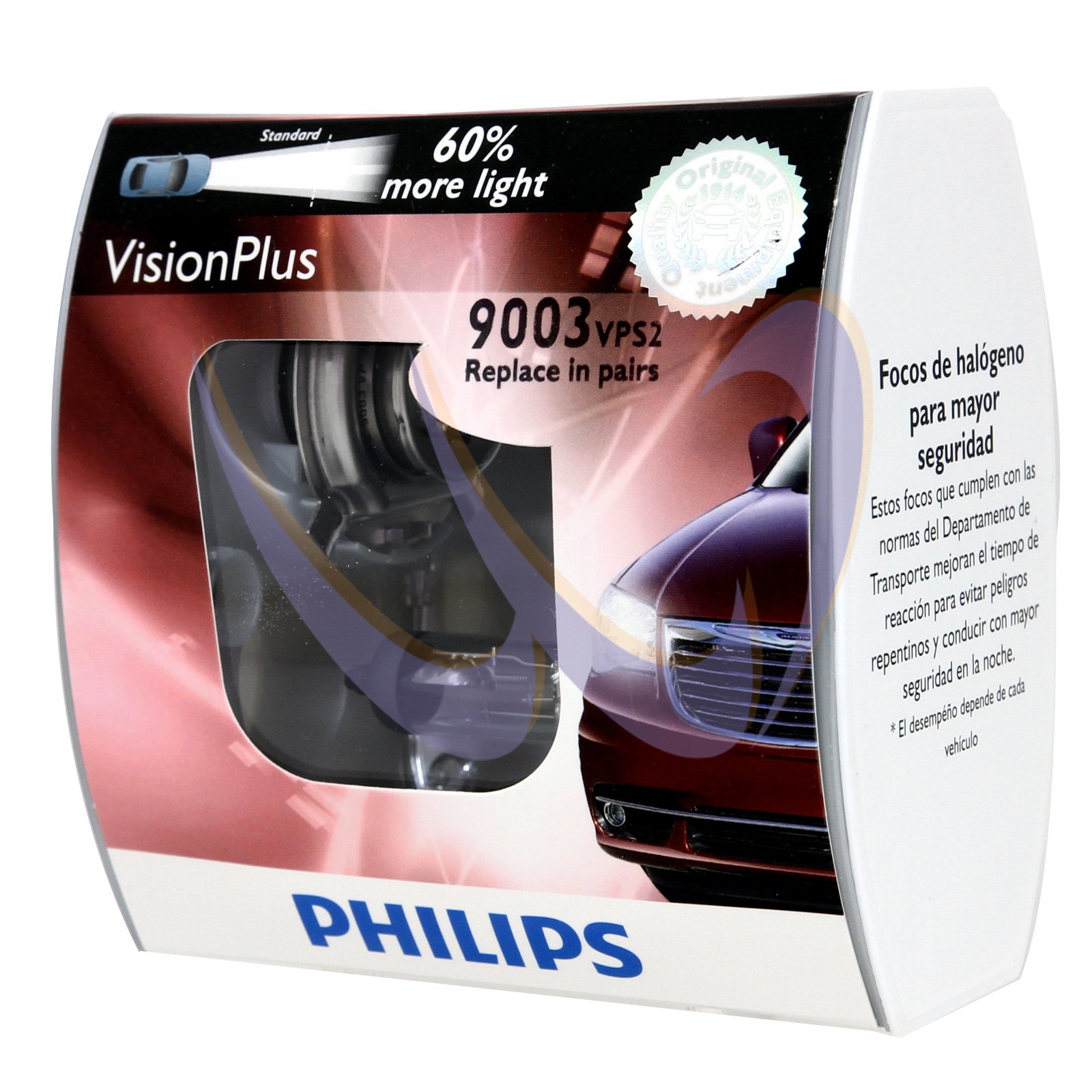 Philips 9003 VisionPlus Replacement Bulb, (Pack of 2)