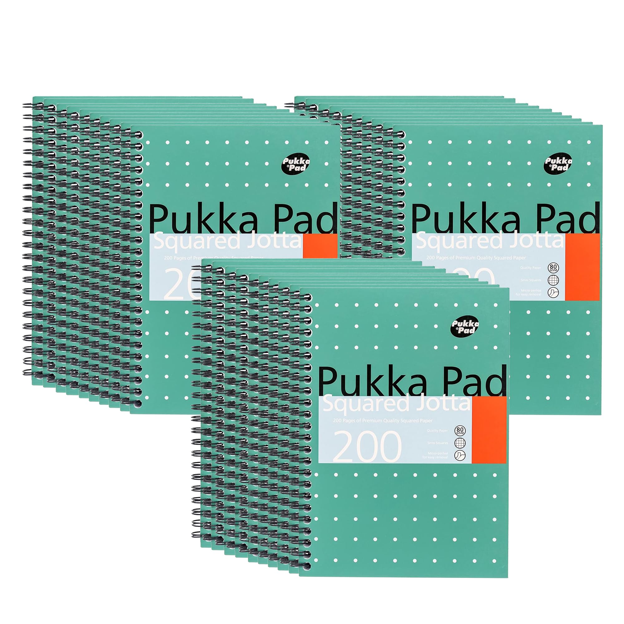 DLM Direct Pukka Notatnik A5 w kratkę Jotta Book 200 stron, z kwadratami 5 mm, papier 80 g/m² z perforowanymi krawędziami, do szkoły, biura i dziennika, 30 szt