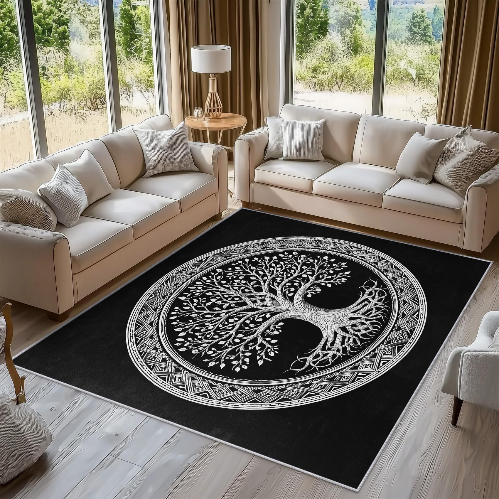 Tapis flanelle poil ras moelleux style mythologie nordique haut de gamme 180x240