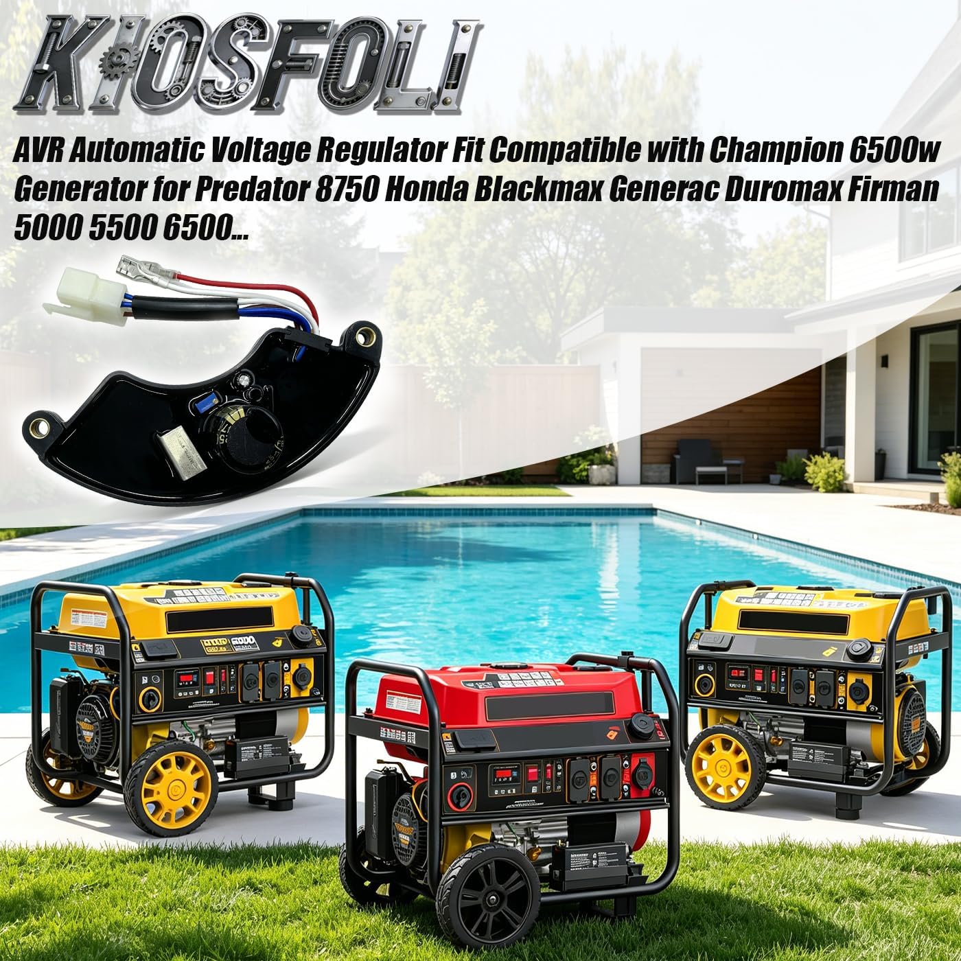 Generator AVR Automatic Voltage Regulator Compatible with Champion 6500w Compatible with Honda Generac Duromax Firman 5000 5500 6500 7000 7500 8000 8500 9000 9500W Generator Part# 0H2579B