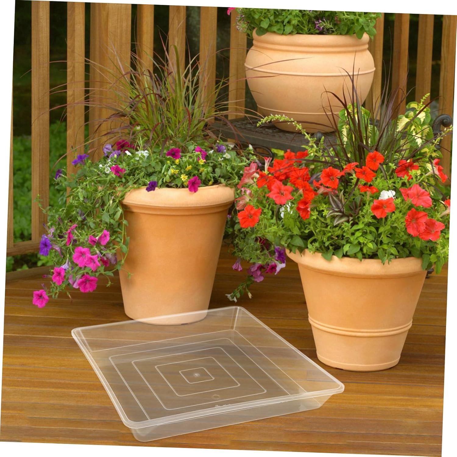 2pcs Square Plastic Planter Trays for Use Clear Drainage Saucers for Large Pots Durable Water Catchers for Hydroponic Planting and Flower Display