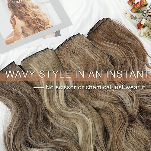 Miniatura 4 de Extensiones de cabello sintético con clip, de 20 pulgadas, 6 unidades, extensiones de cabello largo ondulado y grueso, extensiones de cabello