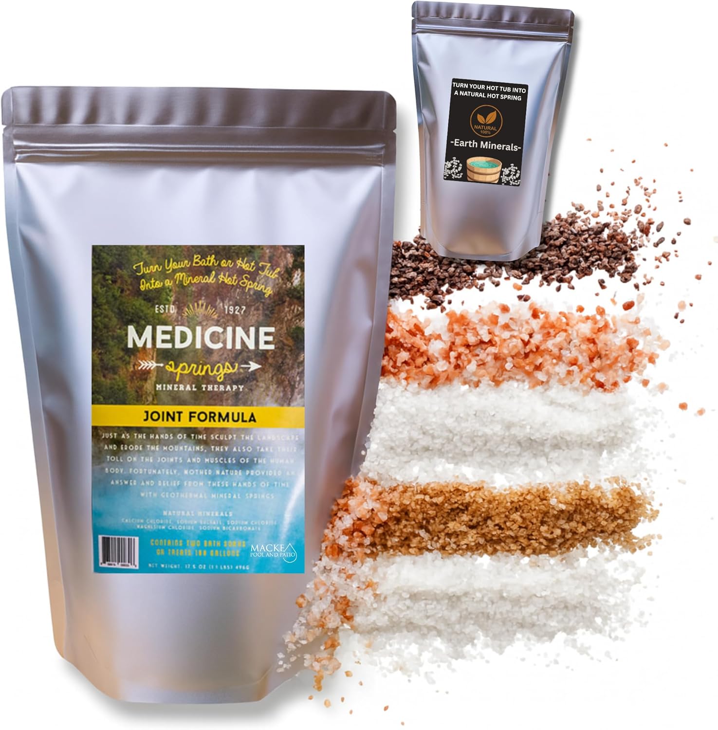 Hot Springs Spa Salt for Hot Tub - 100% All Natural Organic Trace Earth Mineral Muscle Therapy Soak | Joint Formula, Medicine Springs Dead Sea Salt for Hot Tub | 3-Month Supply