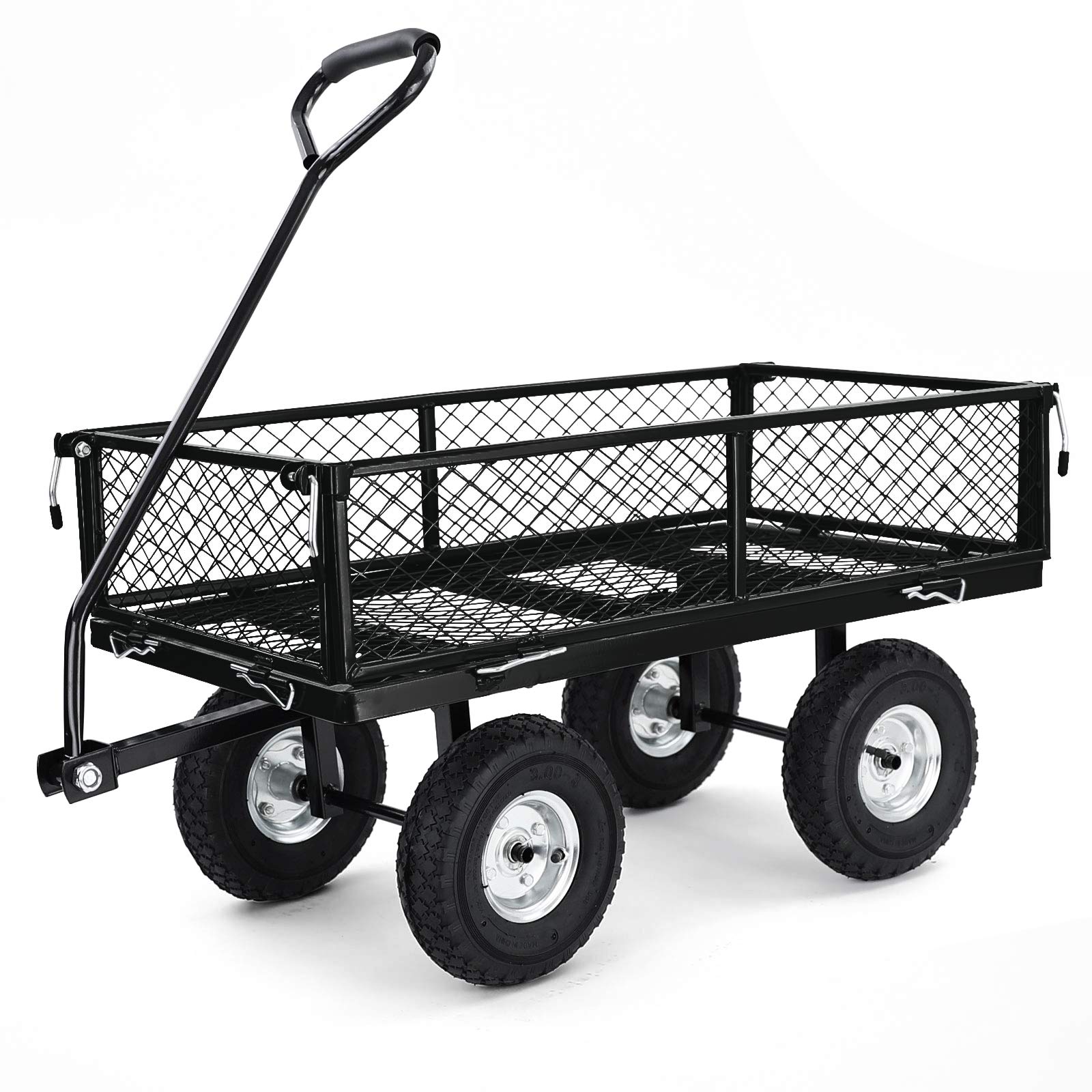 Transport Gitterwagen Handwagen Bollerwagen Seiten klappbar bis 250kg Schwarz