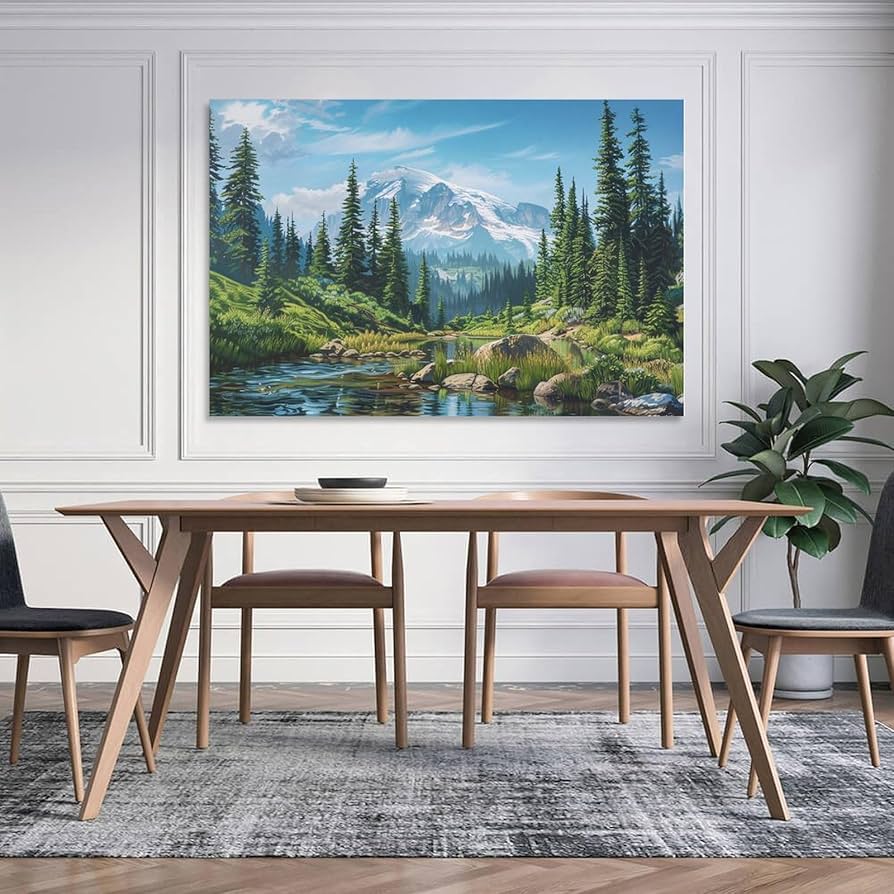 森オシャレ絵画油絵トレンド2022 自然山13