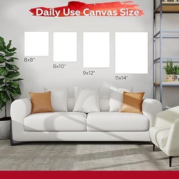 Stretched Canvas for Painting,10Pack 8X8 Inch Stretched White Blank Canvas,8 Oz Triple Primed 5/8 Profile Stretched Canvases,100% Cotton,Canvas for Painting, for Acrylics, Oils
