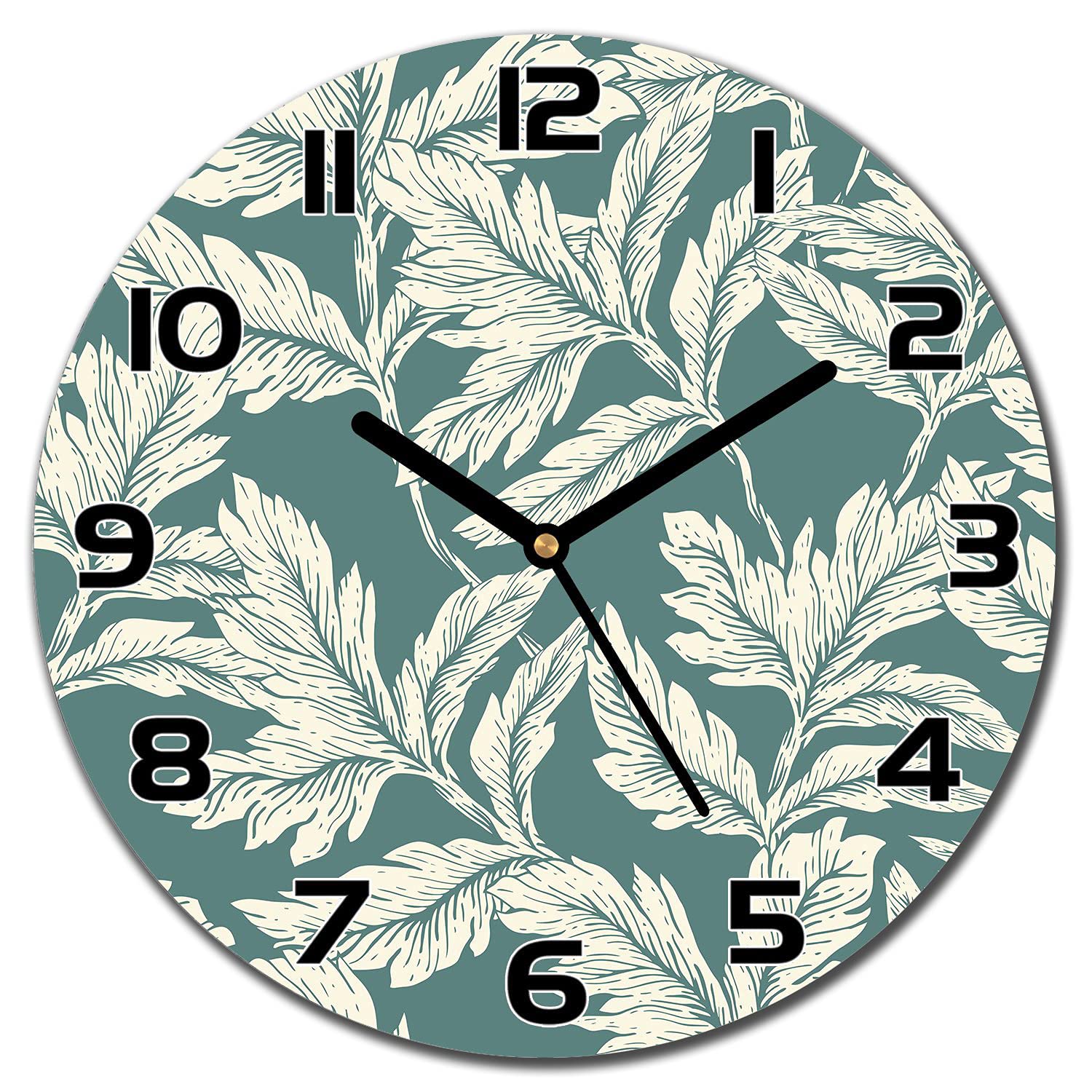 Horloge en verre salon moderne motif fleuri pour vos murs