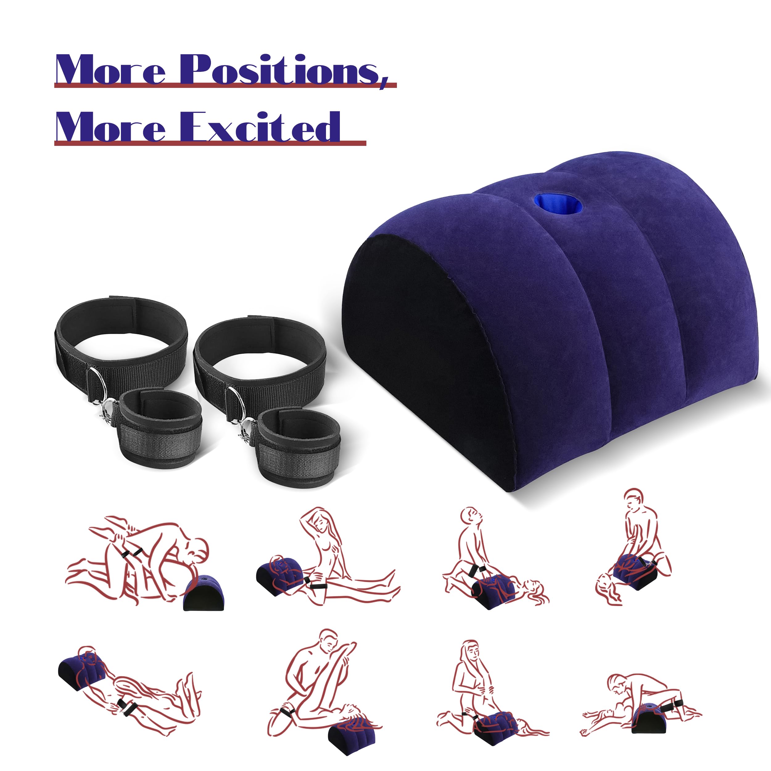 Cuscino con manette per piedi, set da bondage, cuscino gonfiabile, per amore, per coppie, principianti, colore blu