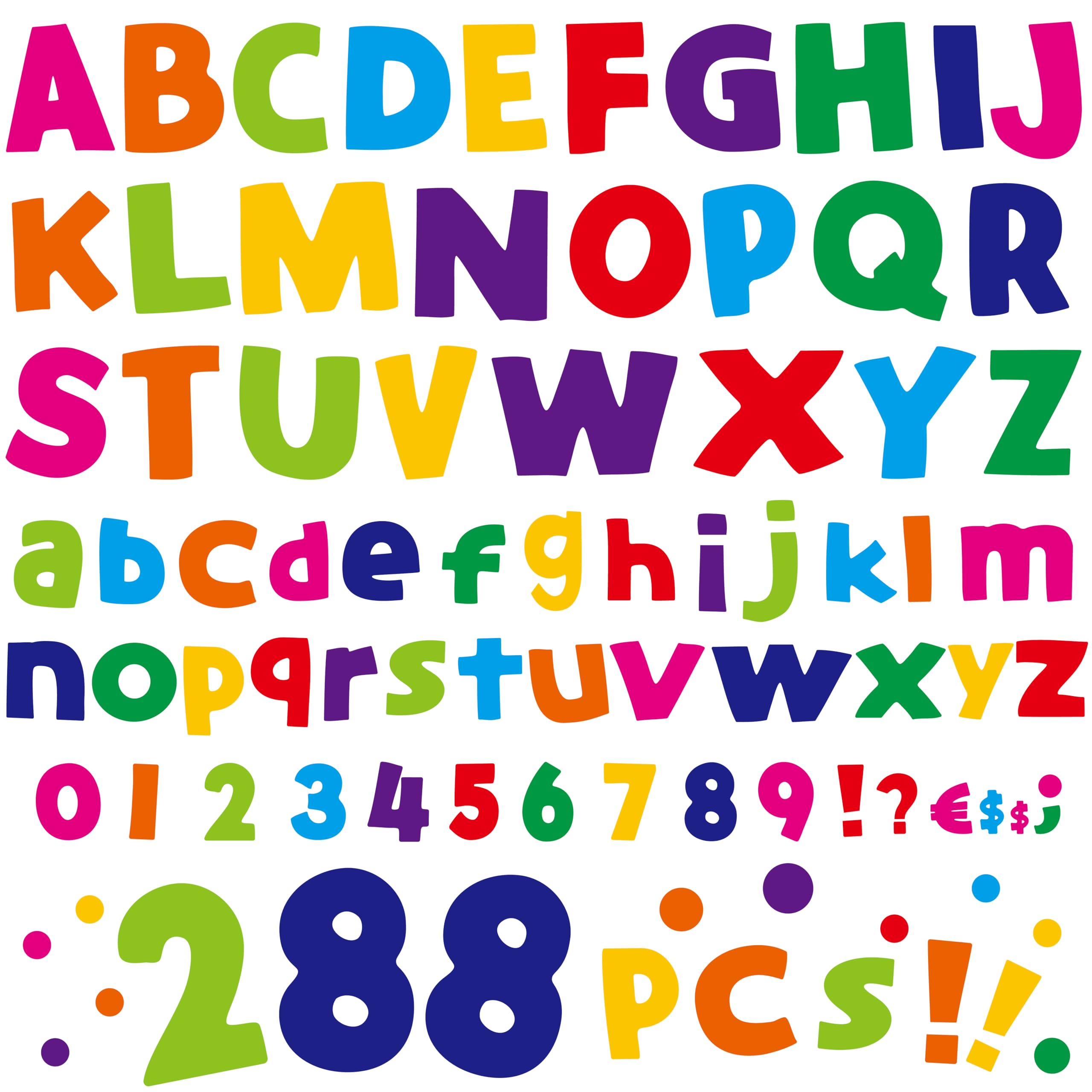 Photo 1 of 288 PCS Alphabet Combo Set, Large Size Block Letter Uppercase/Lowercase Letters, Numbers & Punctuation, Accents Cutouts for Classroom School Home Room Chalkboard Bulletin Board