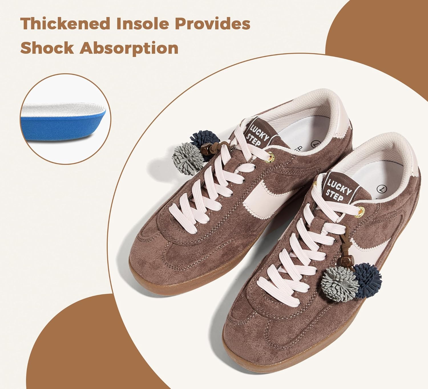 LUCKY STEP Women Classic Retro Sneakers Fashion Gum Sole Casual Faux Leather Walking Shoes Anti Slip Comfortable Tennis Trainers - Image 6