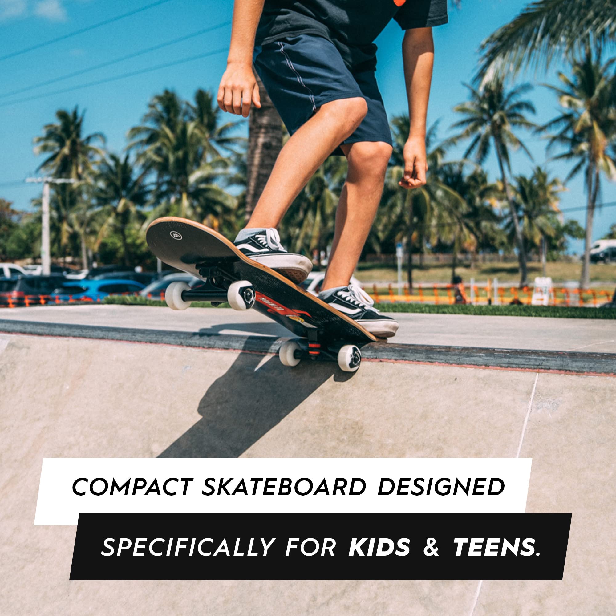 Magneto Kids Skateboard | 22+ Inches Long by 6+ Inches Wide | Maple 7 ply Deck | Fully Assembled | School Locker Cruiser Board | Designed for Kids Teens Boys Girls & Adults - Rocket