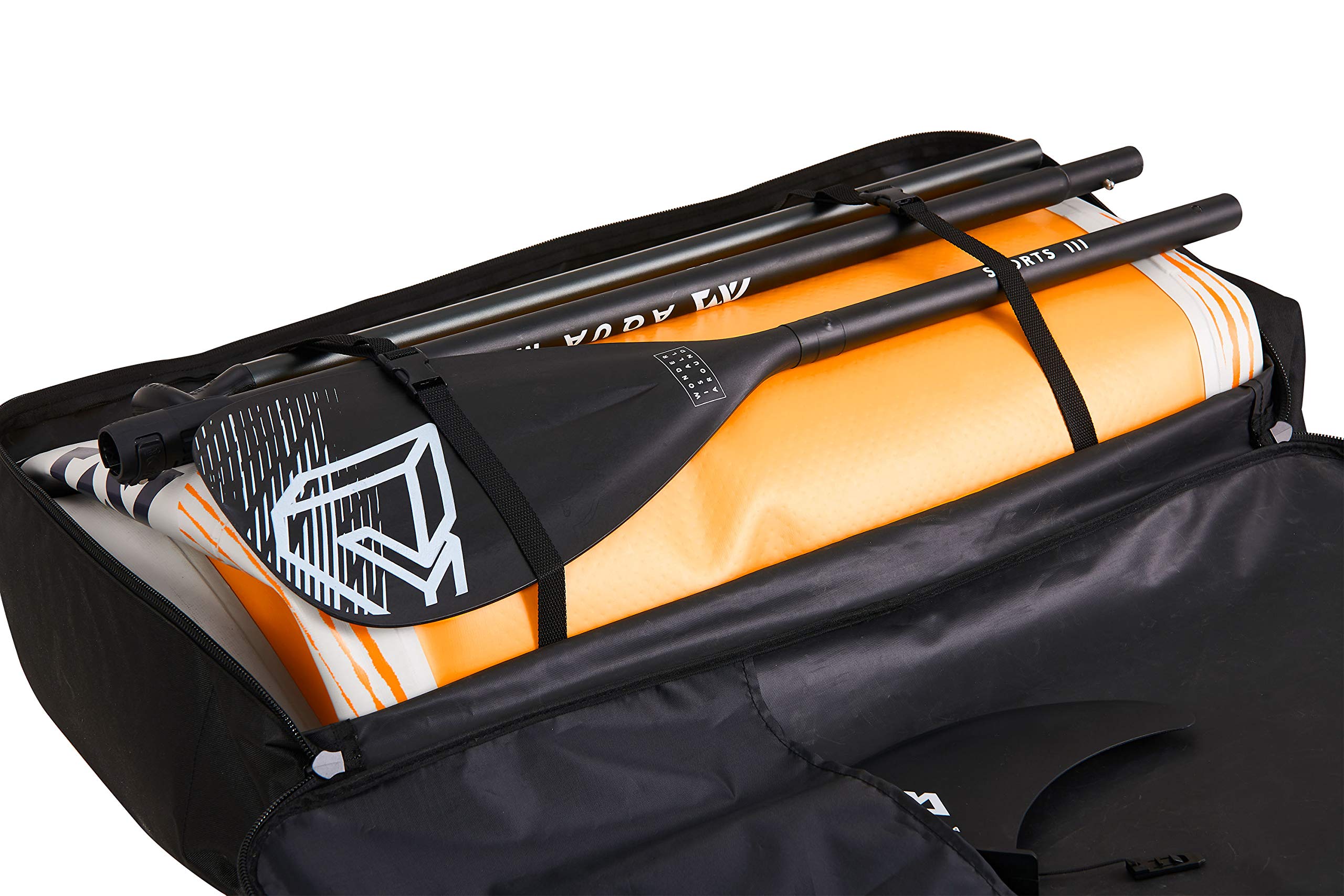 AM Aqua Marina Reißverschluss-Rucksack für iSUP und Zubehör Größe S (Vibrant/Breeze/Vapor/Coral/Wave) Schwarz/Weiß, 05.457.01