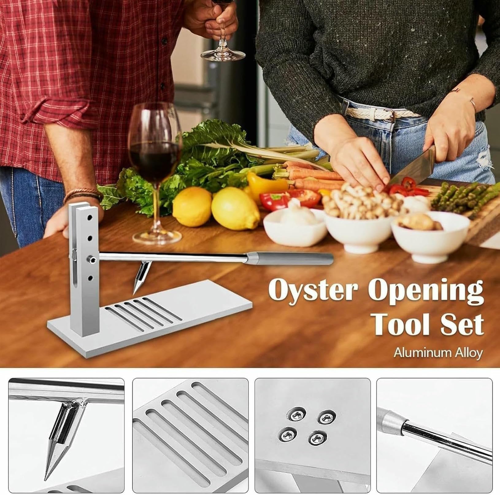 Herramienta manual de abridor de ostras, eficiente desmenuzador de mariscos para una fácil apertura de ostras, almejas y abulón, perfecto para uso doméstico y profesional