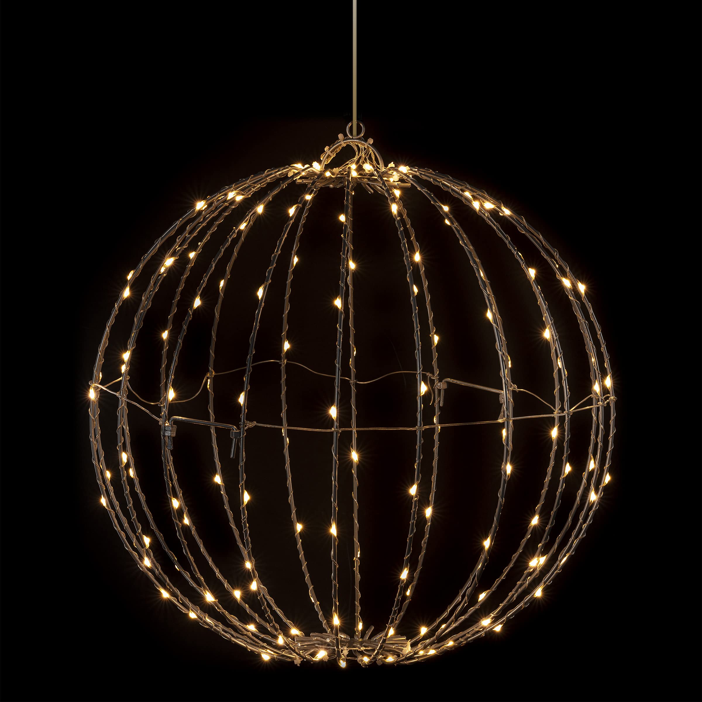 Alpine Corporation BST170WW Alpine Foldable Metal Sphere Ornament, Warm White