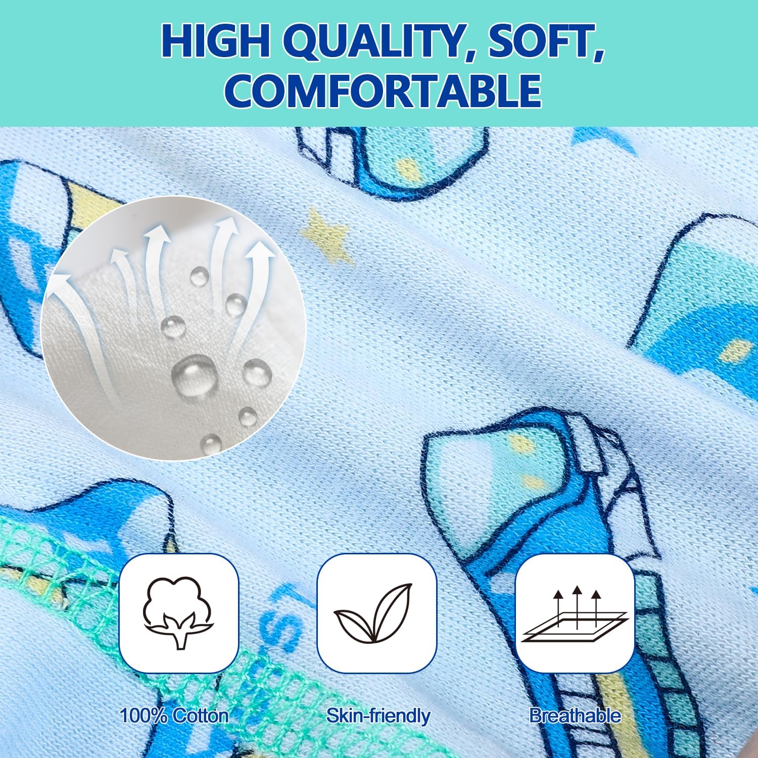 MOEMOE BABY Training Underwear 10 Packs Absorbent Potty Training Pants for Boys and Girls Cotton Pee Pants 2-9T