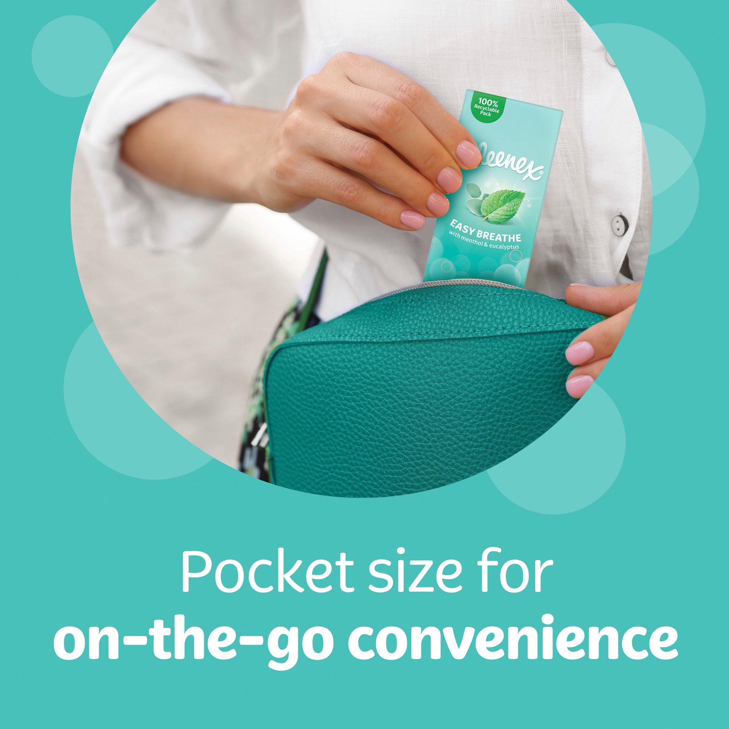 Kleenex® Easy Breathe Travel Pocket Tissues - Natural Menthol and Eucalyptus - 6 Pocket Packs — view 3