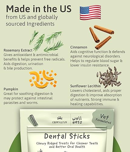 Miniatura 5 de Crown  Paw Masticables dentales para perros ambientador de aliento  Limpieza de dientes de perro y tratamiento de aliento con romero y canela