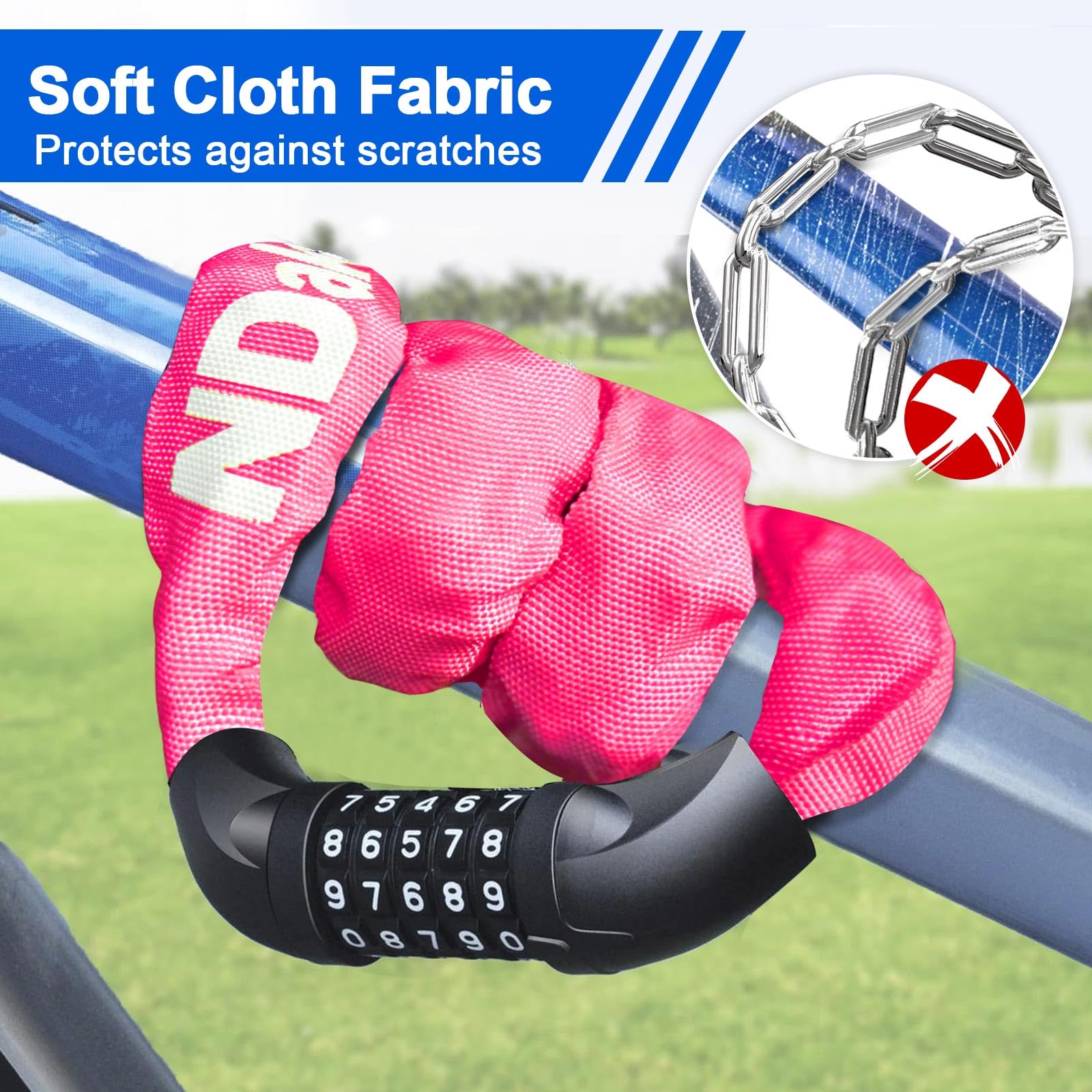 NDakter Bike Chain Lock, 5ーDigit Combination AntiーTheft Bicycle